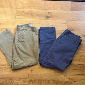2 pair of Goodfellow & Co Men's Chino athletic fit Pants - Khaki and Navy